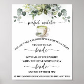 Poster Clothespin Eucalyptus Matcha Bridal Shower Game (Devant)