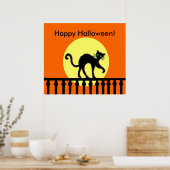 Poster Clôture de la lune de chat noir Halloween (Cuisine)