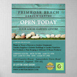 Poster Clôture turquoise, Centre Jardin, Horticulteur