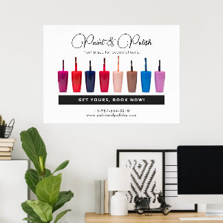 Poster Clou Polonais Couleur Ensemble Salon à ongles