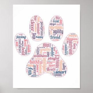 Poster Clouage de mots empreintes de pattes