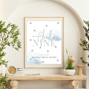 Poster Cloud 9 Etoiles Blue Aquarelle Fête des mariées Bi