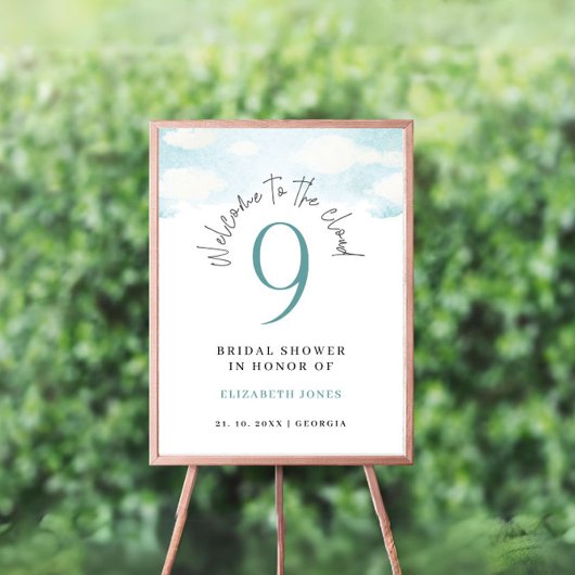 Poster Cloud 9 Fête des mariées bleue et blanche Accueil