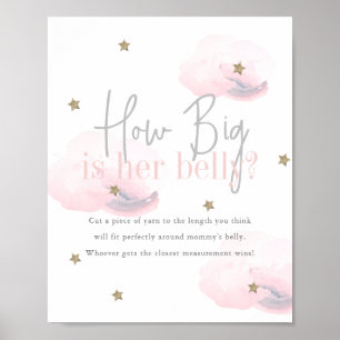 Poster Cloud 9 Gold Stars Baby shower rose Comment Big Be