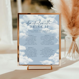 Poster Cloud bleu clair Bachelorette Boire Si Jeu