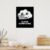 Poster Cloud Computing Ordinateur Météo Pun Dark BG (Cuisine)