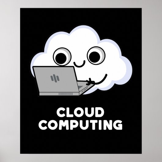 Poster Cloud Computing Ordinateur Météo Pun Dark BG (Devant)