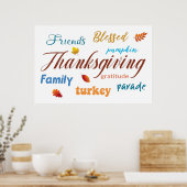 Poster Cloud de mots de Thanksgiving (Cuisine)