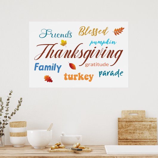 Poster Cloud de mots de Thanksgiving (Cuisine)