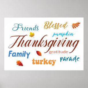 Poster Cloud de Thanksgiving Word