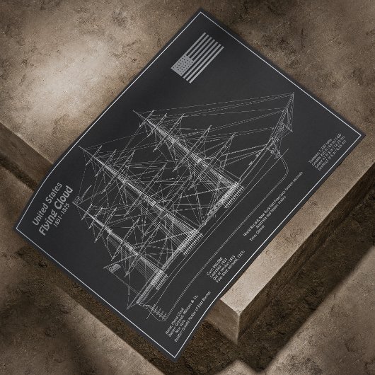 Poster Cloud de vol de navire Clipper - Plan directeur