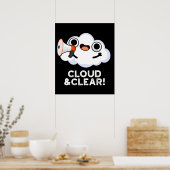 Poster Cloud Et Clair Funky Météo Pun Dark BG (Cuisine)