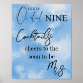 Poster Cloud Neuf Sky Blue Aquarelle Fête des mariées Boi (Devant)