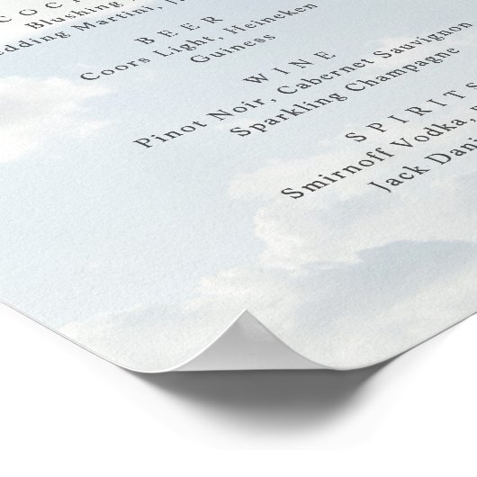 Poster Cloud Neuf Thème Cloud 9 Bar Menu (Coin)