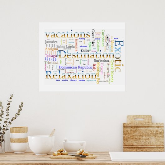 Poster Cloud Word Vacation et Relaxation Texte (Cuisine)