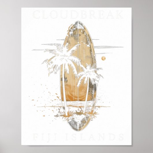 Poster Cloudbreak Îles Fidji Surf Vintage Surfing Surfe (Devant)
