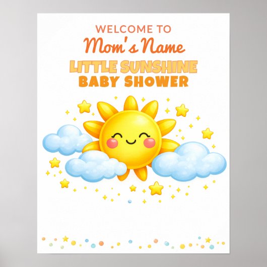 Poster Clouds and Stars Baby Shower Welcome Sign (Devant)