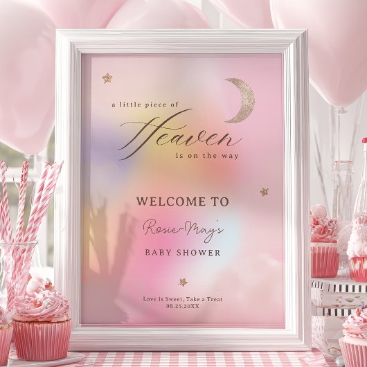 Poster Clouds Heaven Holographic Baby shower Welcome
