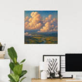 Poster Clouds Over Landscape - Pastel Painting Style (Bureau à domicile)