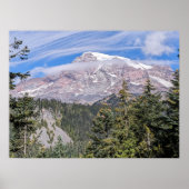 Poster Clouds Over Mount Rainier Scenic Landscape (Devant)