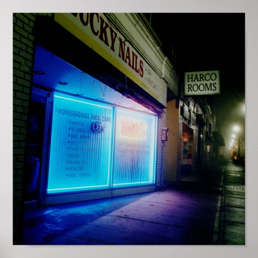 Poster Clous chanceux - Bleu Cool dans la nuit (Devant)