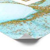 Poster Clous d'aquarelle or bleu océan Abstrait par nom (Coin)