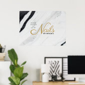 Poster Clous Noir & Marbre blanc Or Moderne Par "Nom" (Bureau à domicile)