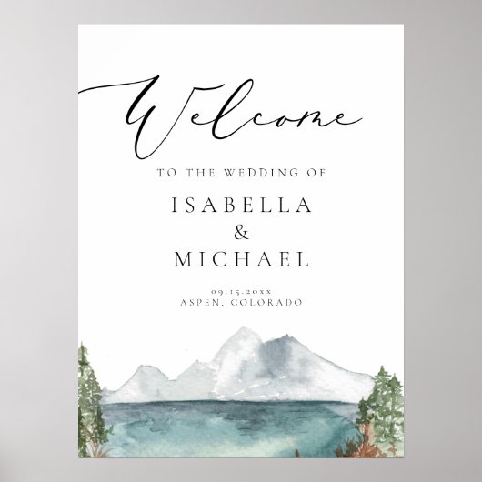 Poster CLOVER Mountain Lake Pine Mariage extérieur Bienve (Devant)