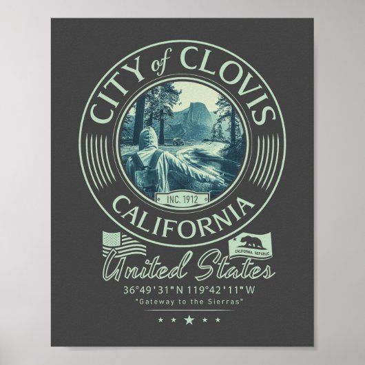 POSTER CLOVIS FRESNO CALIFORNIA - VILLE DE CLOVIS CA (Devant)
