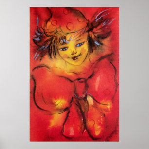 POSTER CLOWN AVEC RUBAN ROUGE