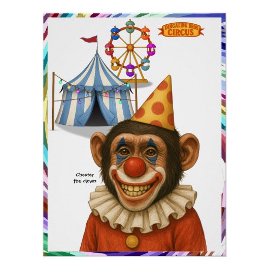 Poster Clown chimpanzé Chester (Devant)