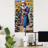 Poster clown cueillette tournesol (Bureau à domicile)
