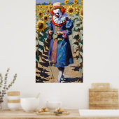 Poster clown cueillette tournesol (Cuisine)