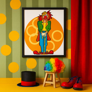 Poster Clown de dessin Whimsical aux couleurs vives