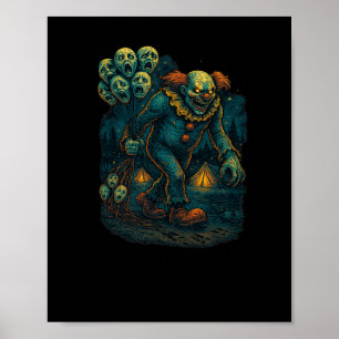 Poster Clown Déplaisant Malin Avec Crier Hauné Lloons Gr