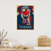 Poster Clown en rouge et bleu, modifier le texte (Cuisine)