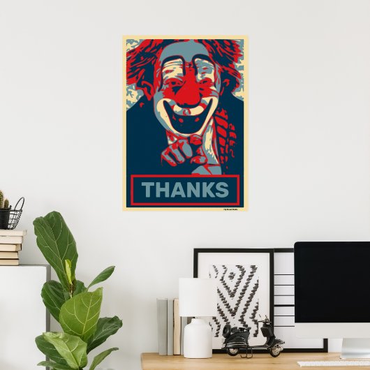 Poster Clown en rouge et bleu, modifier le texte (Bureau à domicile)