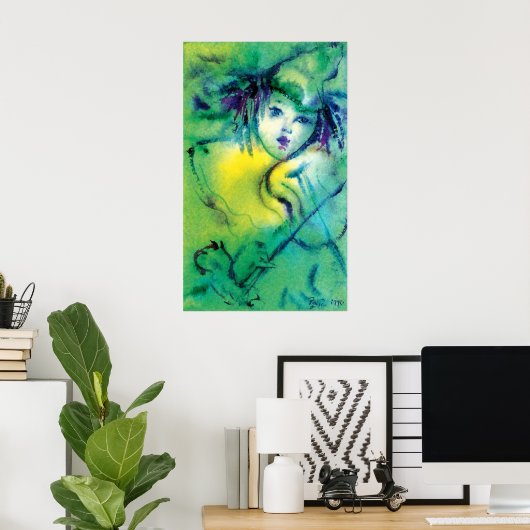 POSTER CLOWN EN VERT (Bureau à domicile)