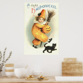 Poster Clown noir Chat Jack-o'-lantern Citrouille (Cuisine)