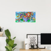 Poster Clown qui sort d'une boîte. (Bureau à domicile)