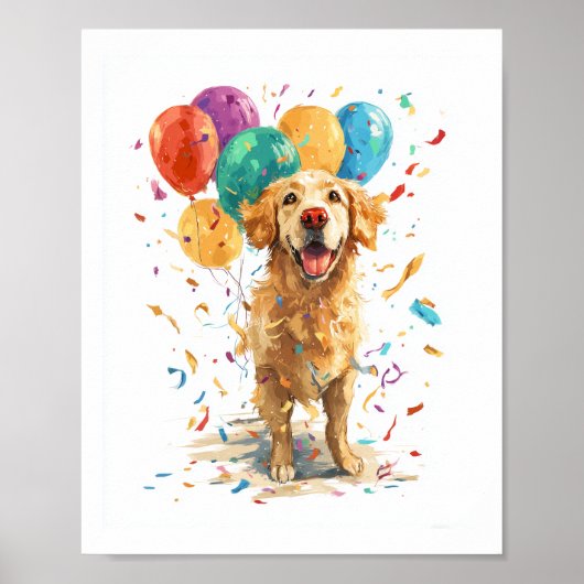Poster Clown Retriever � Chien de Cirque avec Ballons (Devant)