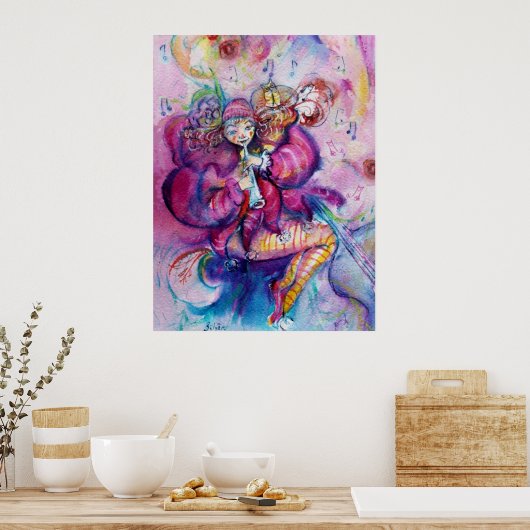 POSTER CLOWN ROSE MUSICAL (Cuisine)