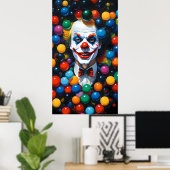POSTER CLOWN SOURIANT DANS LA BALLE (Bureau à domicile)