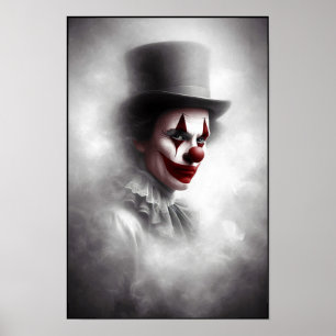 Poster Clown Vintage Troublant Avec un Sourire Siniètre