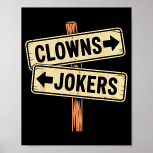 Poster clowns de direction vintage à gauche les jokers à