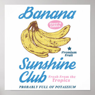 Poster Club Cuisine Banane Soleil Rétro
