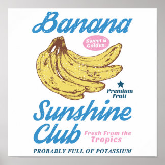 Poster Club Cuisine Banane Soleil Rétro