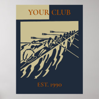 Poster Club d'aviron rétro vintage personnalisé