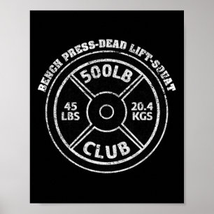 Poster Club de 500 Livres Gym Haltérophilie Levée Morte B