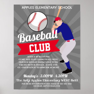Poster club de baseball sport école